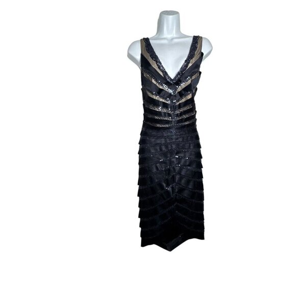 Julian Joyce by MANDALAY Cocktail Midi Dress satin beaded size 10 Vintage y2k - Picture 1 of 11